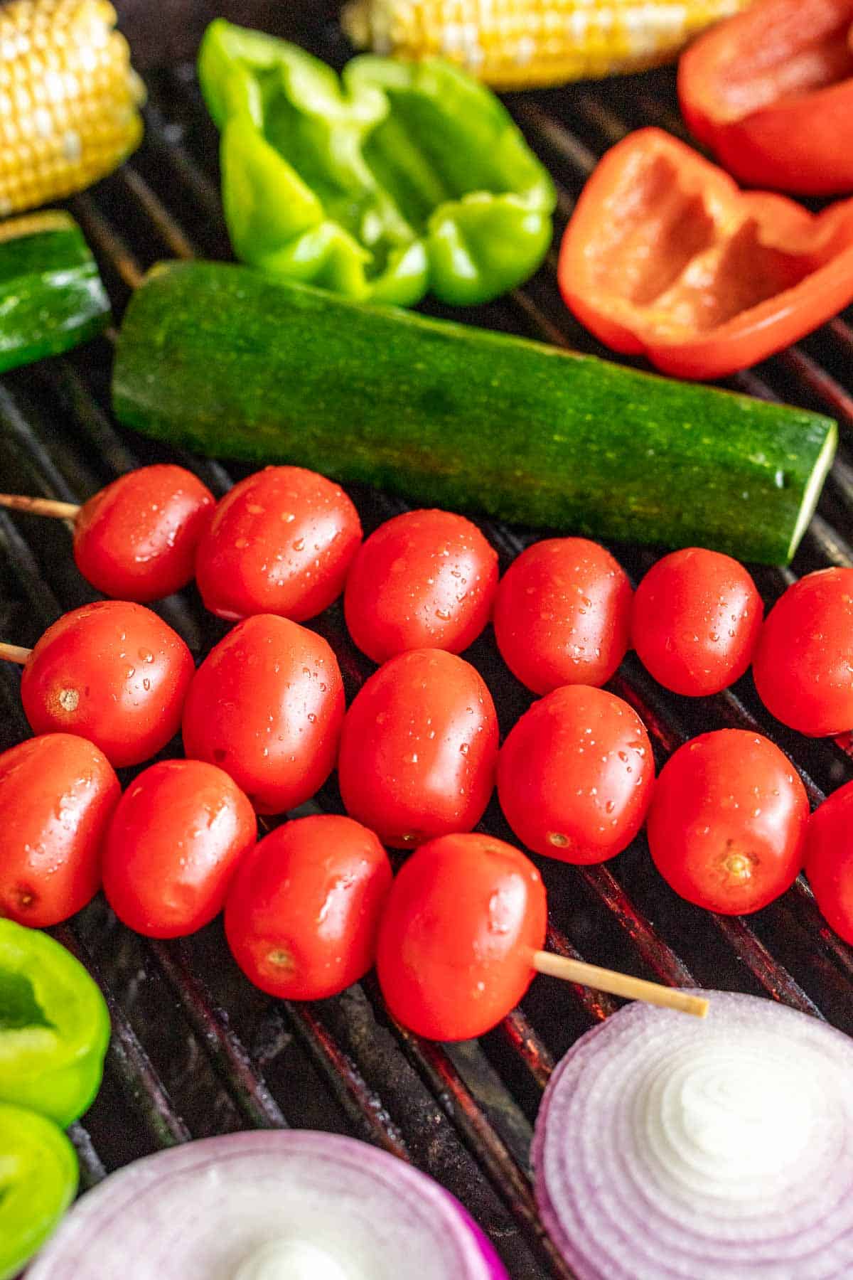 vegetables on grill.