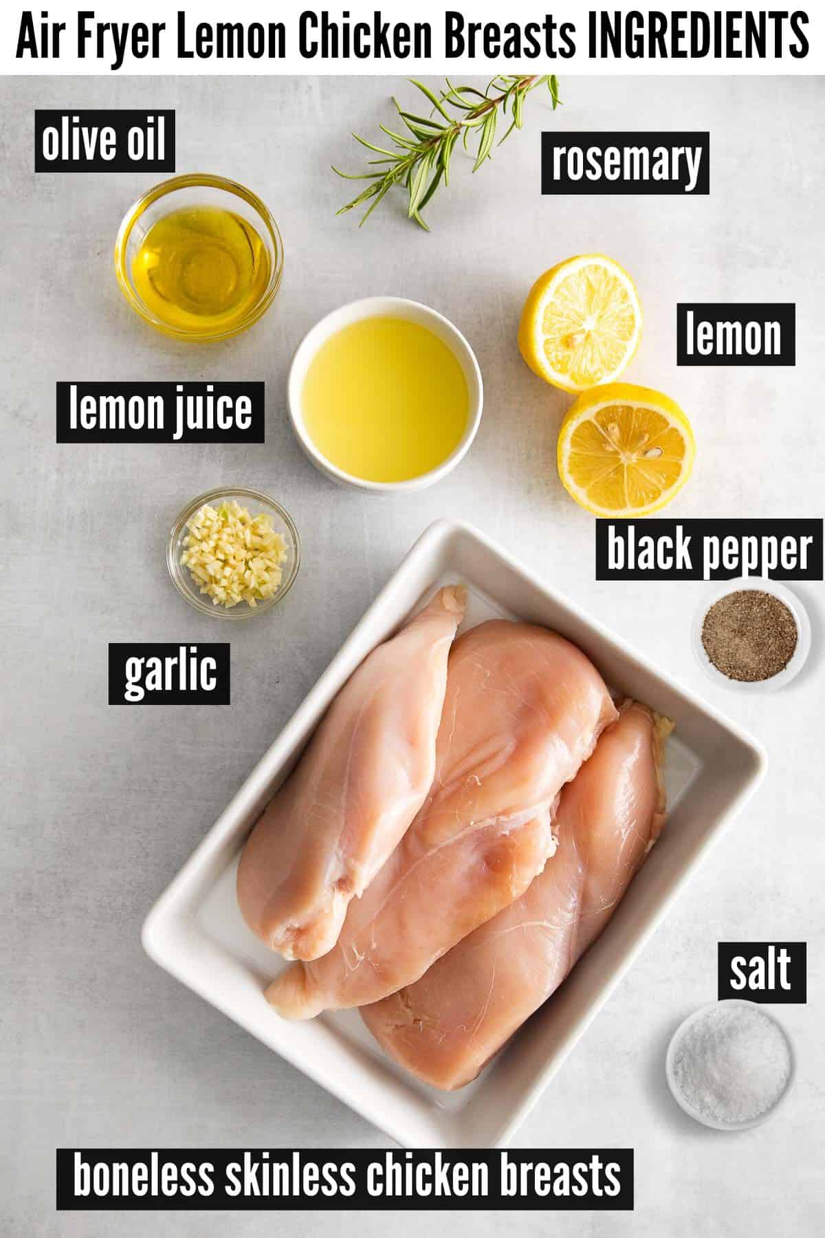 air fryer lemon chicken labelled ingredients.