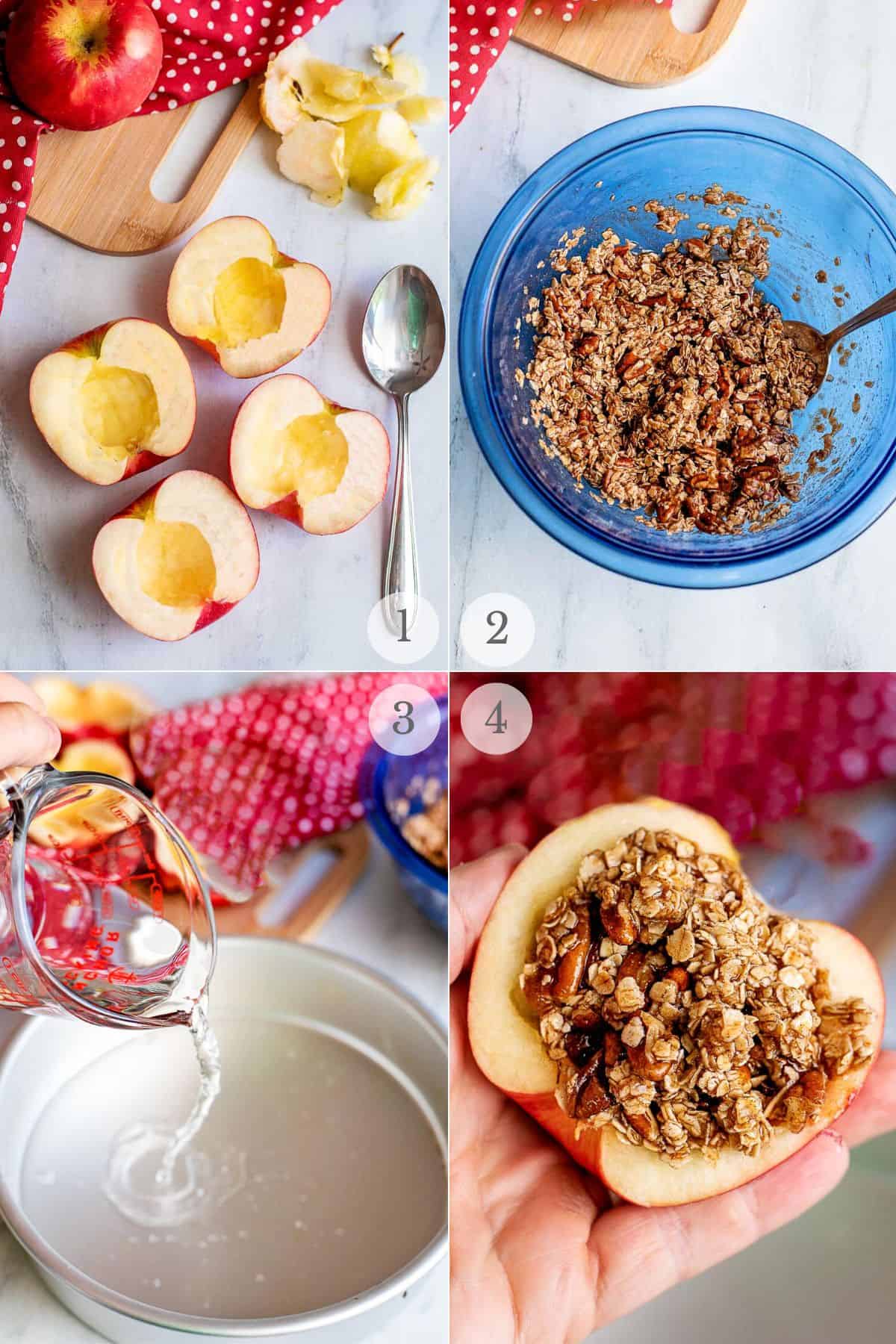 apple crisp with crumble topping steps 1-4.