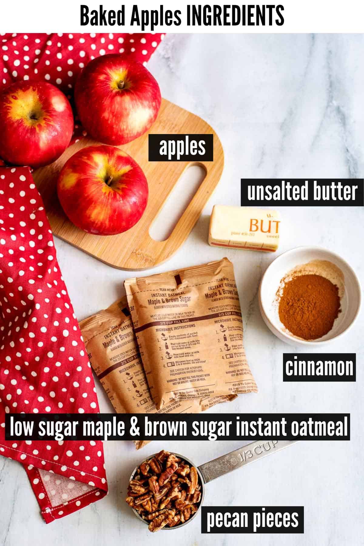 baked apples labelled ingredients.