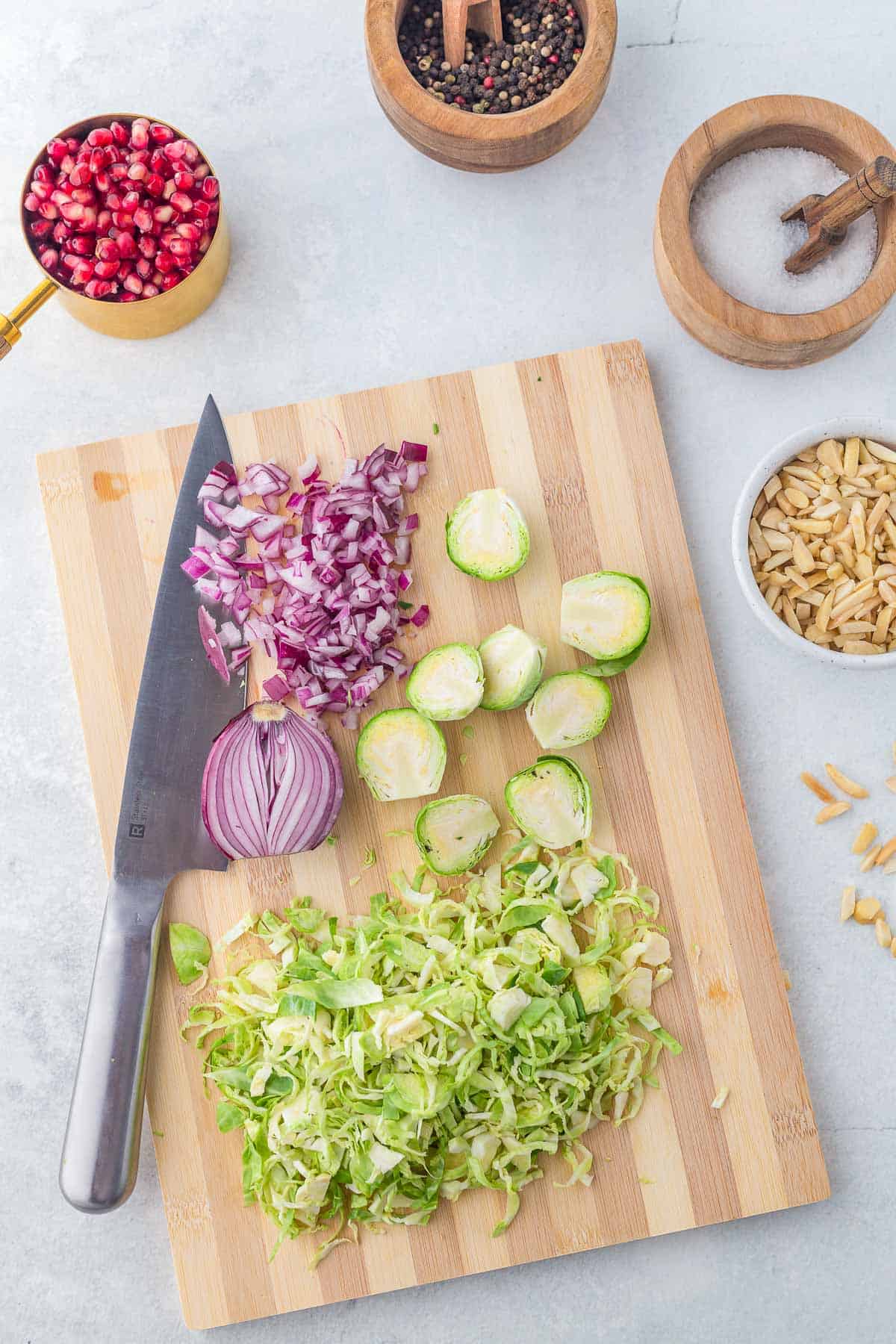 shaved brussels sprouts salad ingredients prep.