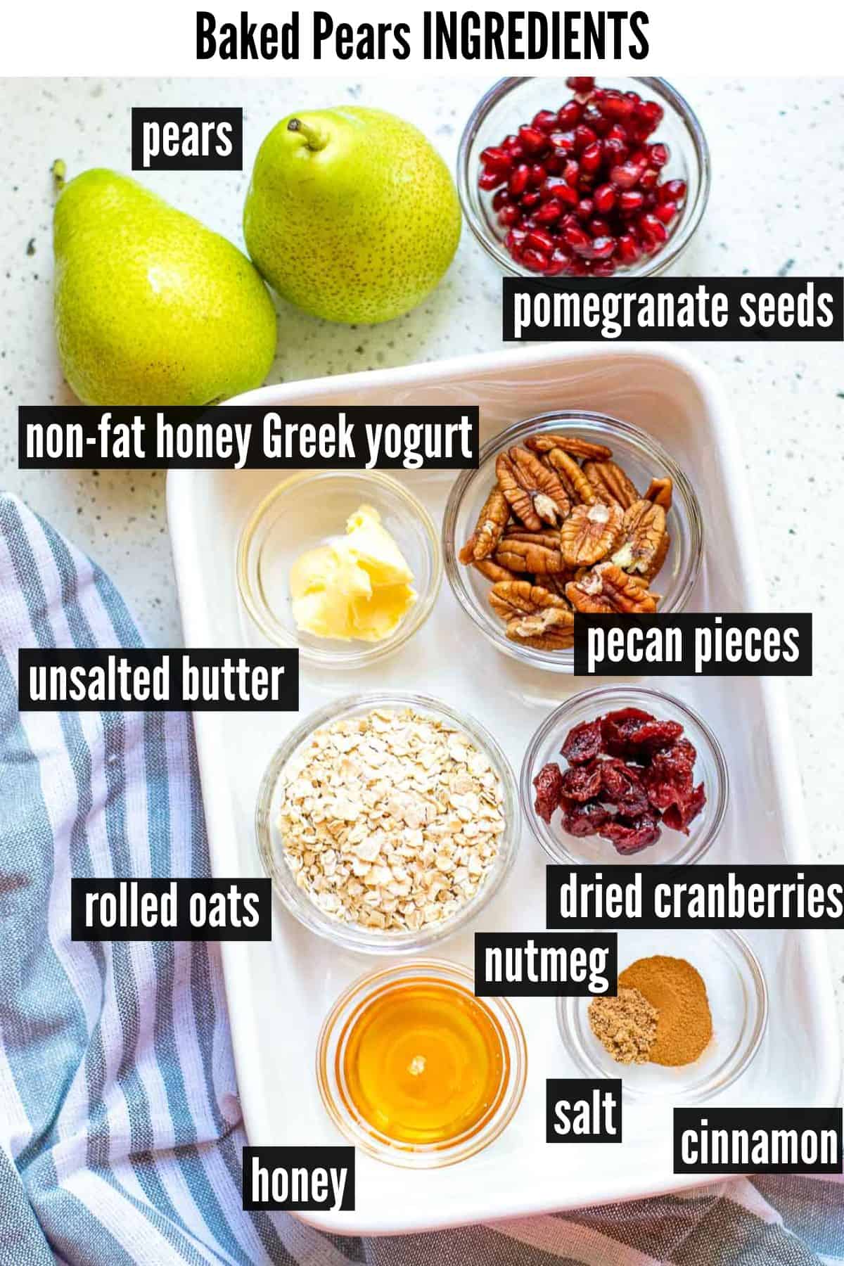 baked pears labelled ingredients.