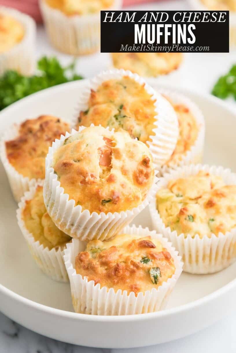 ham and cheese muffins in a bowl close up.