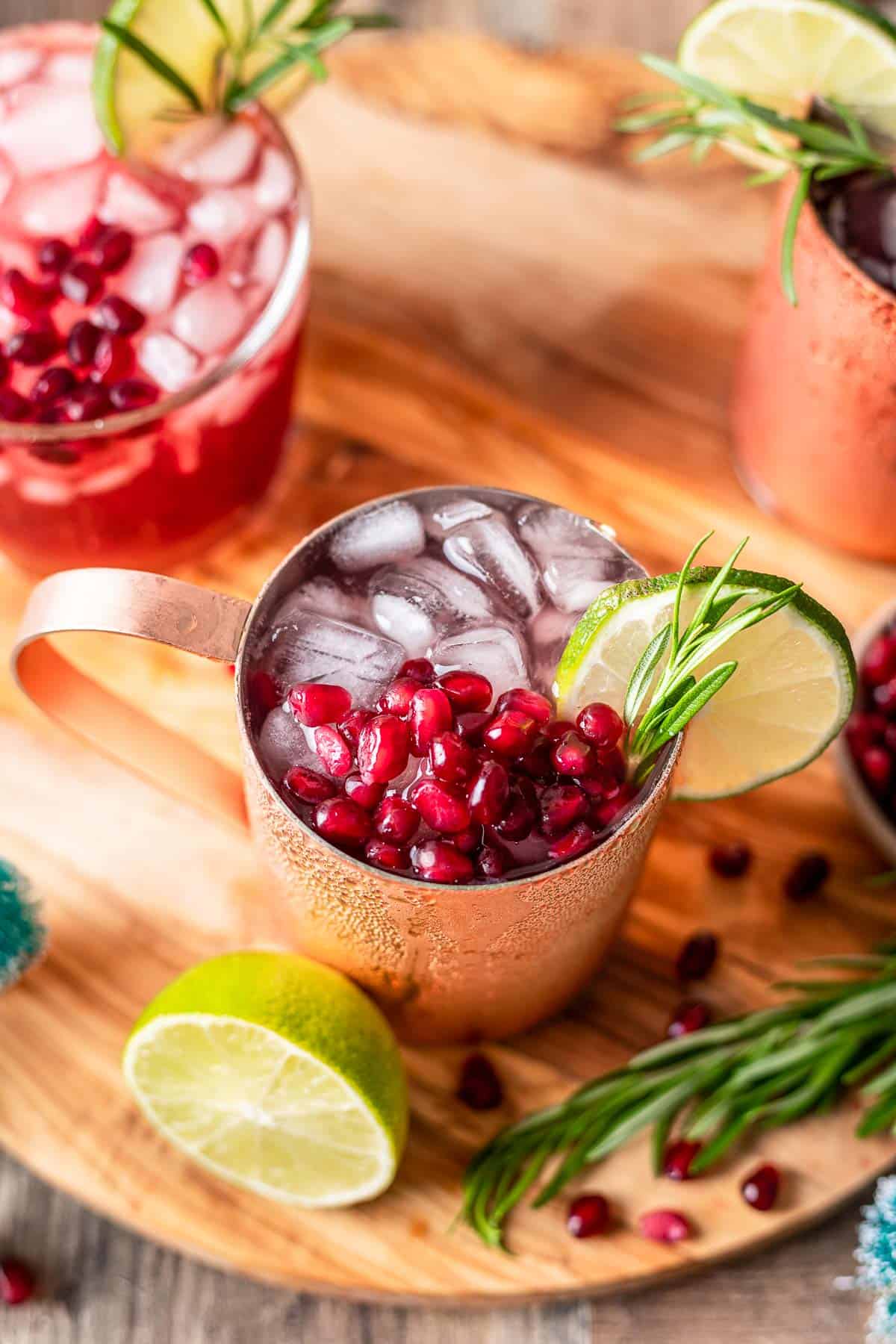 pomegranate moscow mule from above.