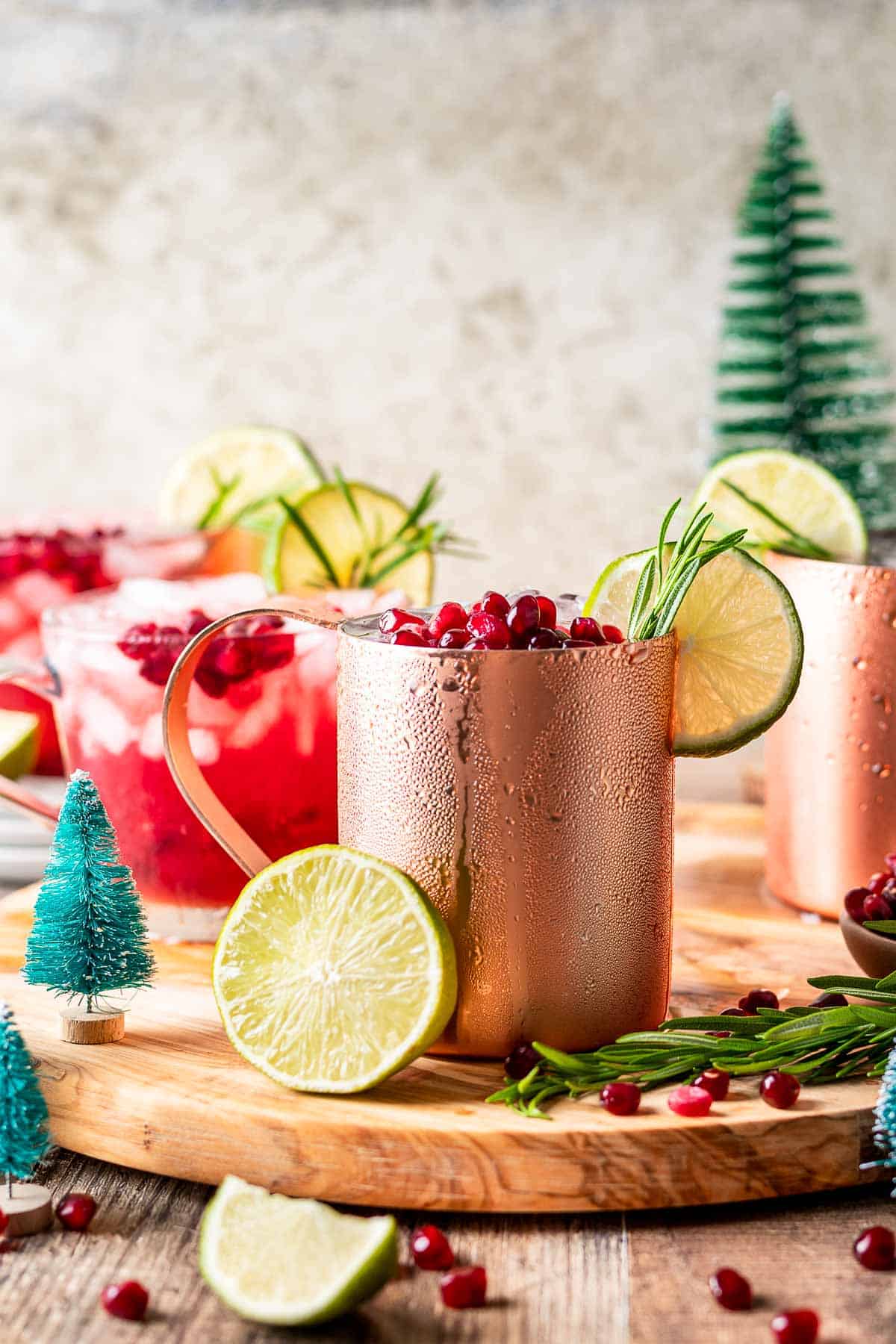 pomegranate moscow mule from side.