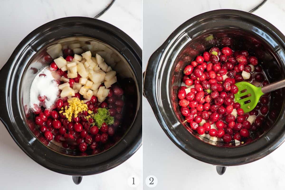 slow cooker cranberry sauce recipe steps.