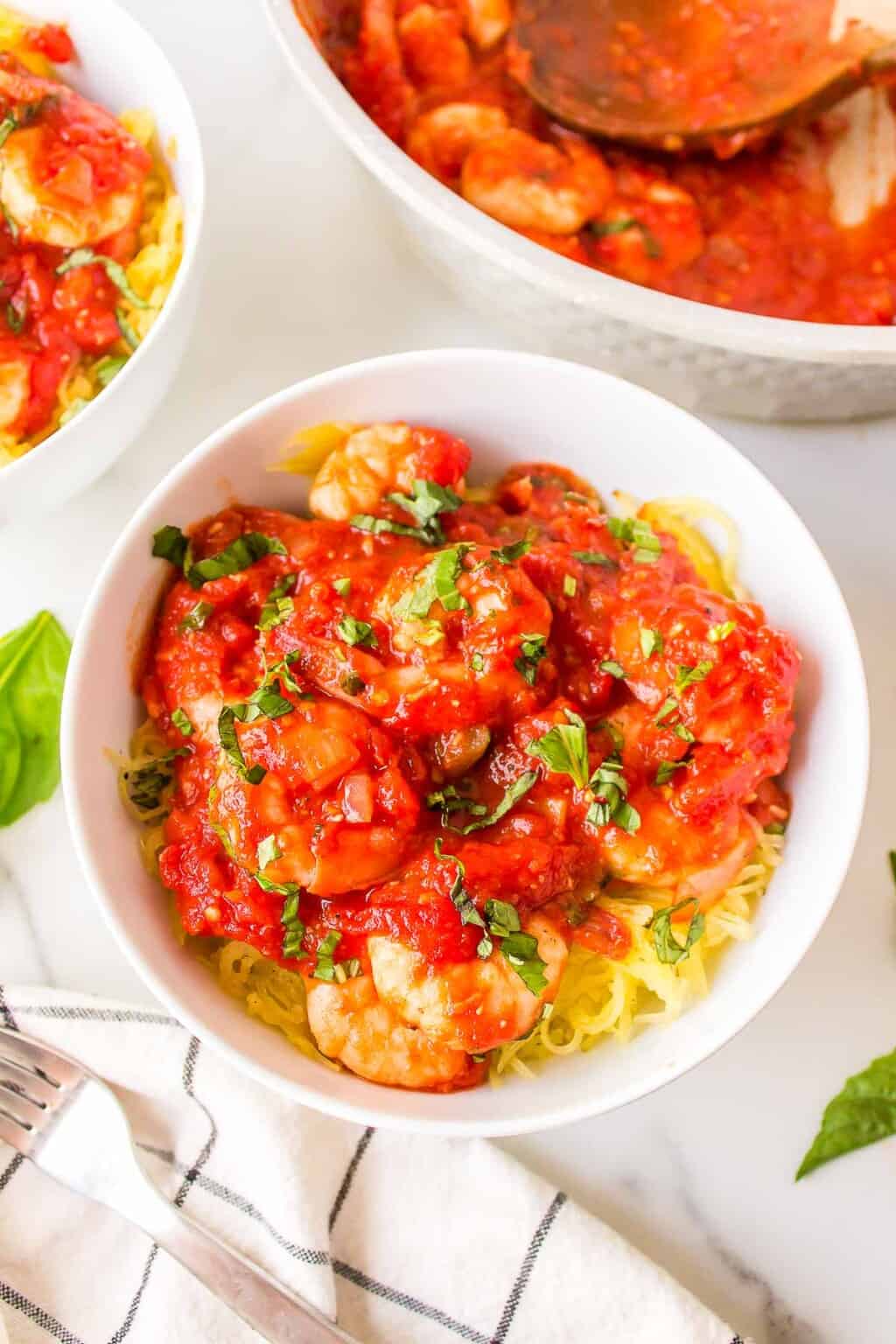 Spicy Shrimp Spaghetti Squash - Make It Skinny Please
