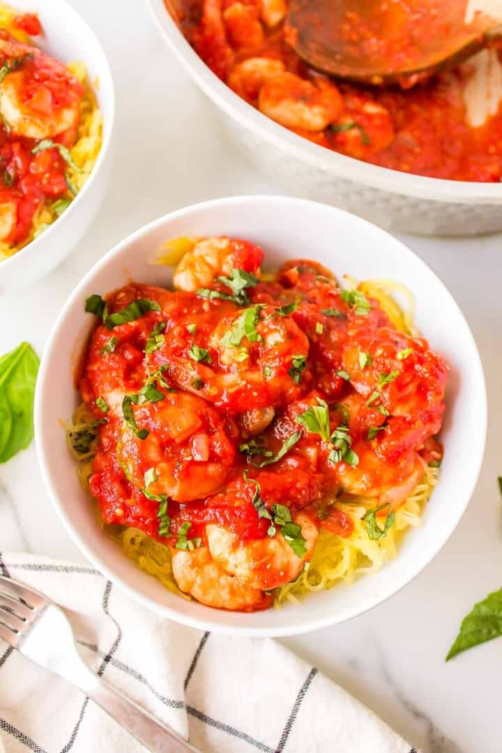 Spicy Shrimp Spaghetti Squash - Make It Skinny Please