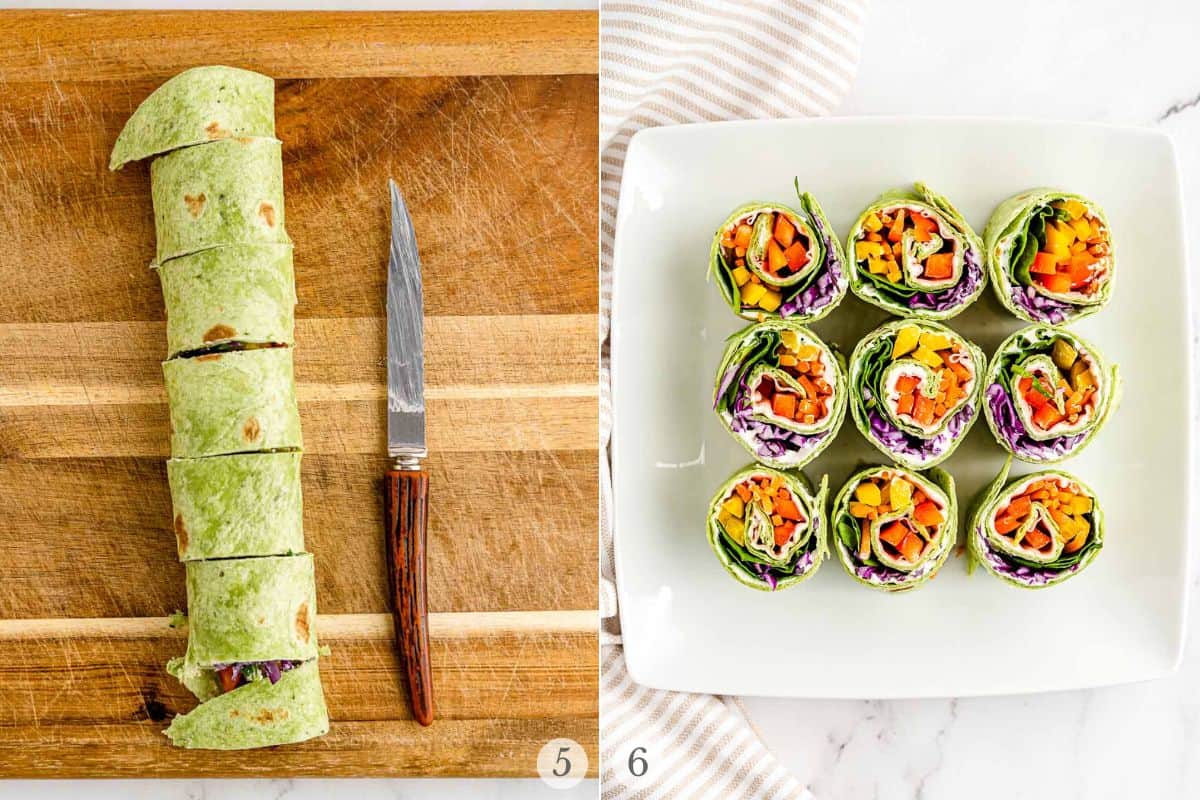 rainbow turkey roll ups recipe steps 5-6.