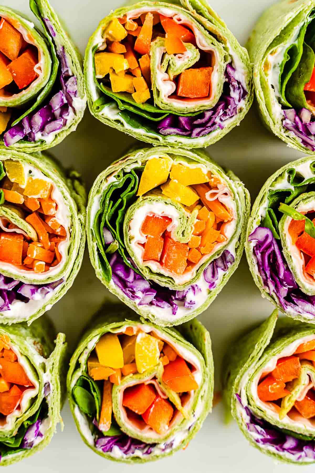 turkey roll ups from above close up.