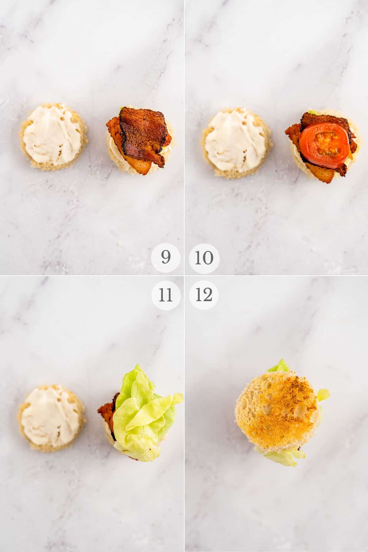 mini BLT appetizer sandwiches recipe steps 9-12.