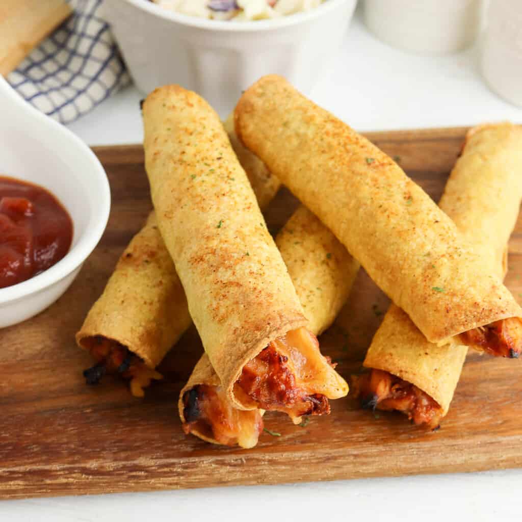 air fryer taquitos close up crop