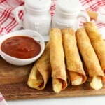 air fryer pizza roll ups with dipping sauce cropped.