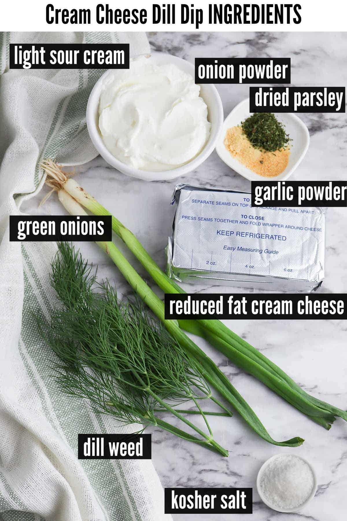 cream cheese dill dip labelled ingredients