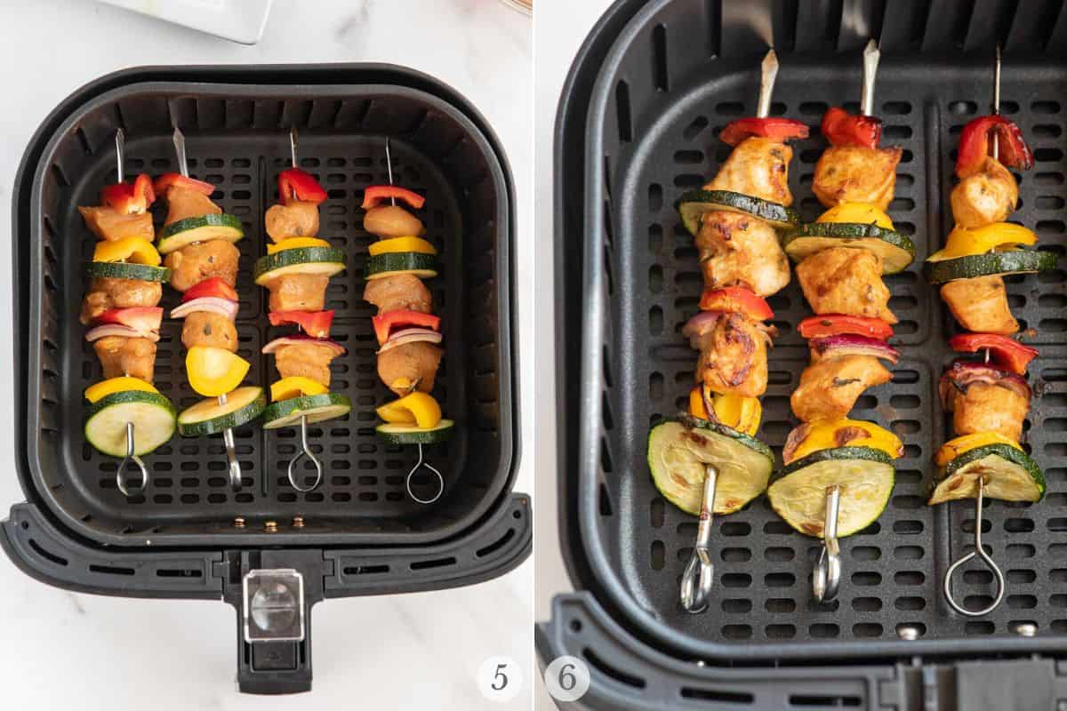 air fryer chicken kabobs recipe steps 5-6.