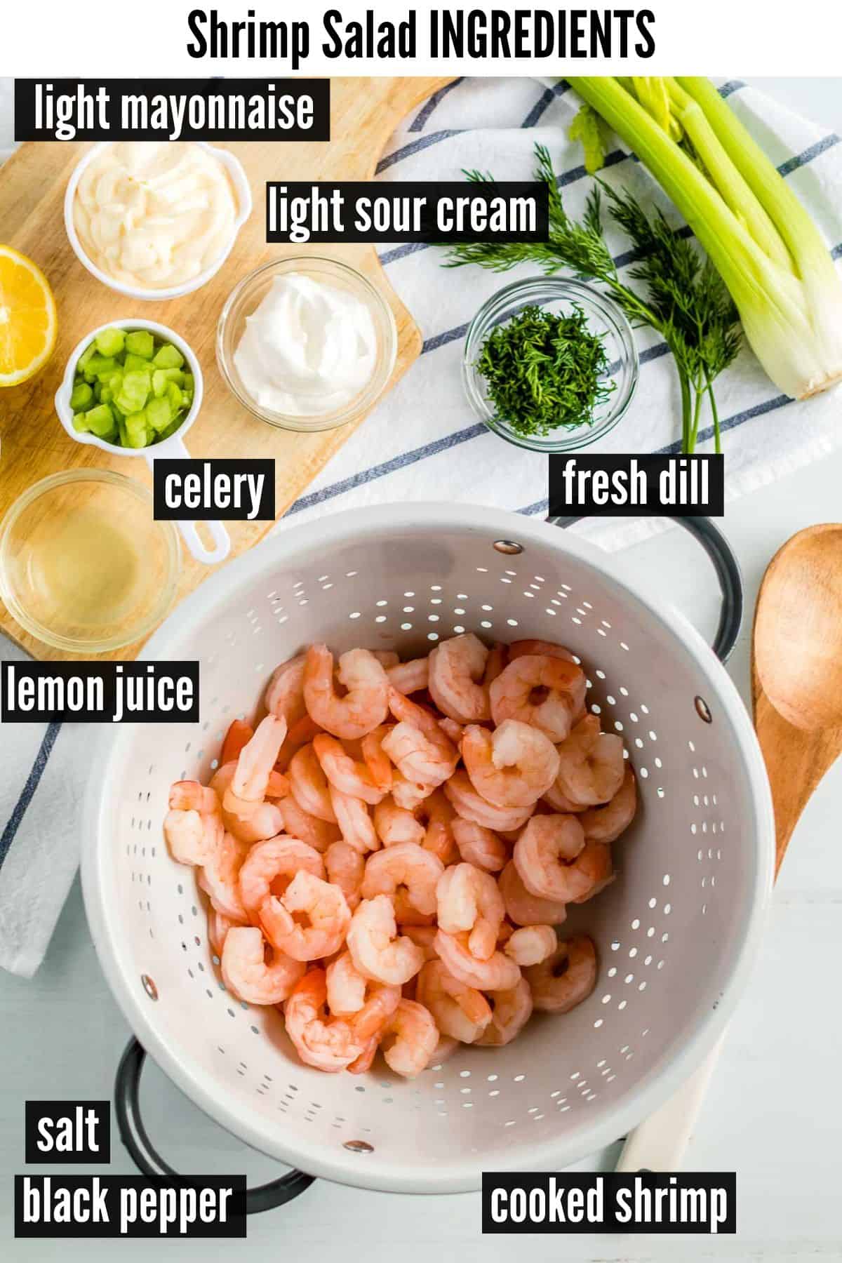 shrimp salad labelled ingredients.