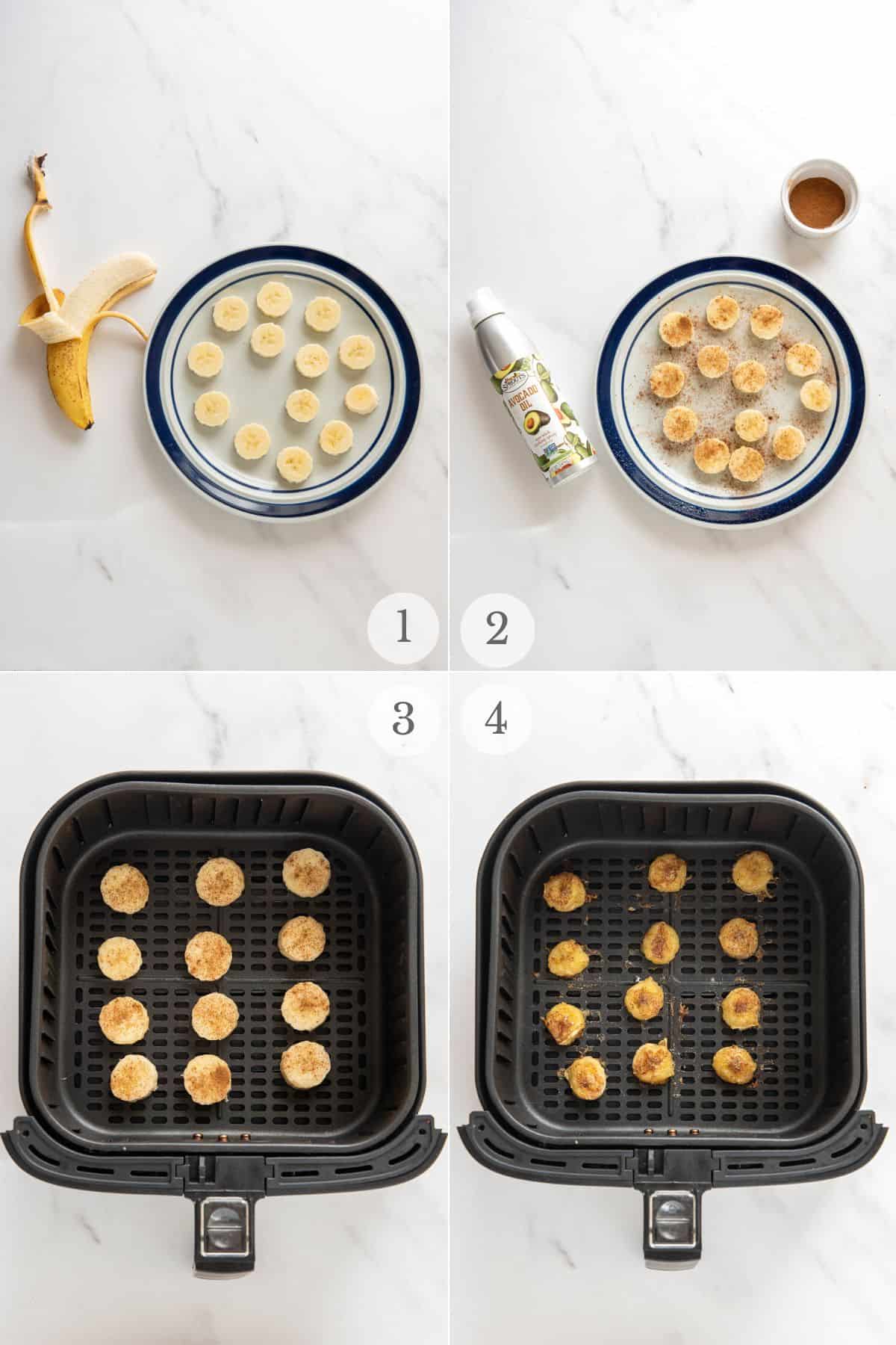 air fryer bananas recipe steps 1-4