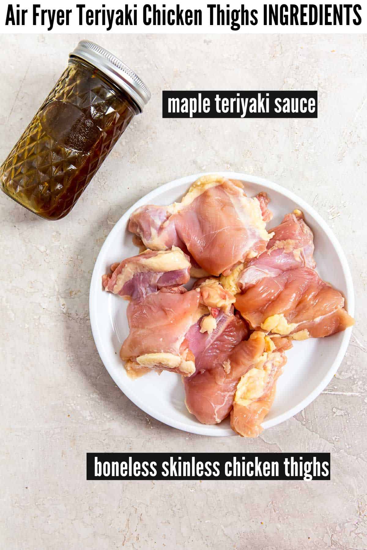 air fryer teriyaki chicken thighs labelled ingredients.