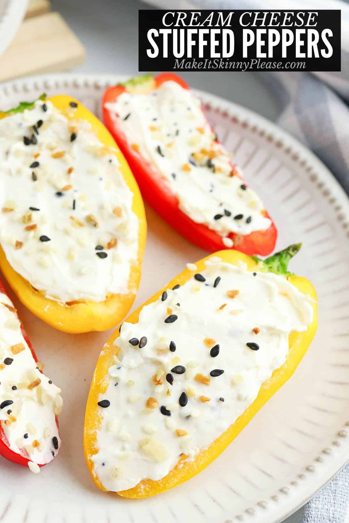 cream cheese stuffed peppers close up.