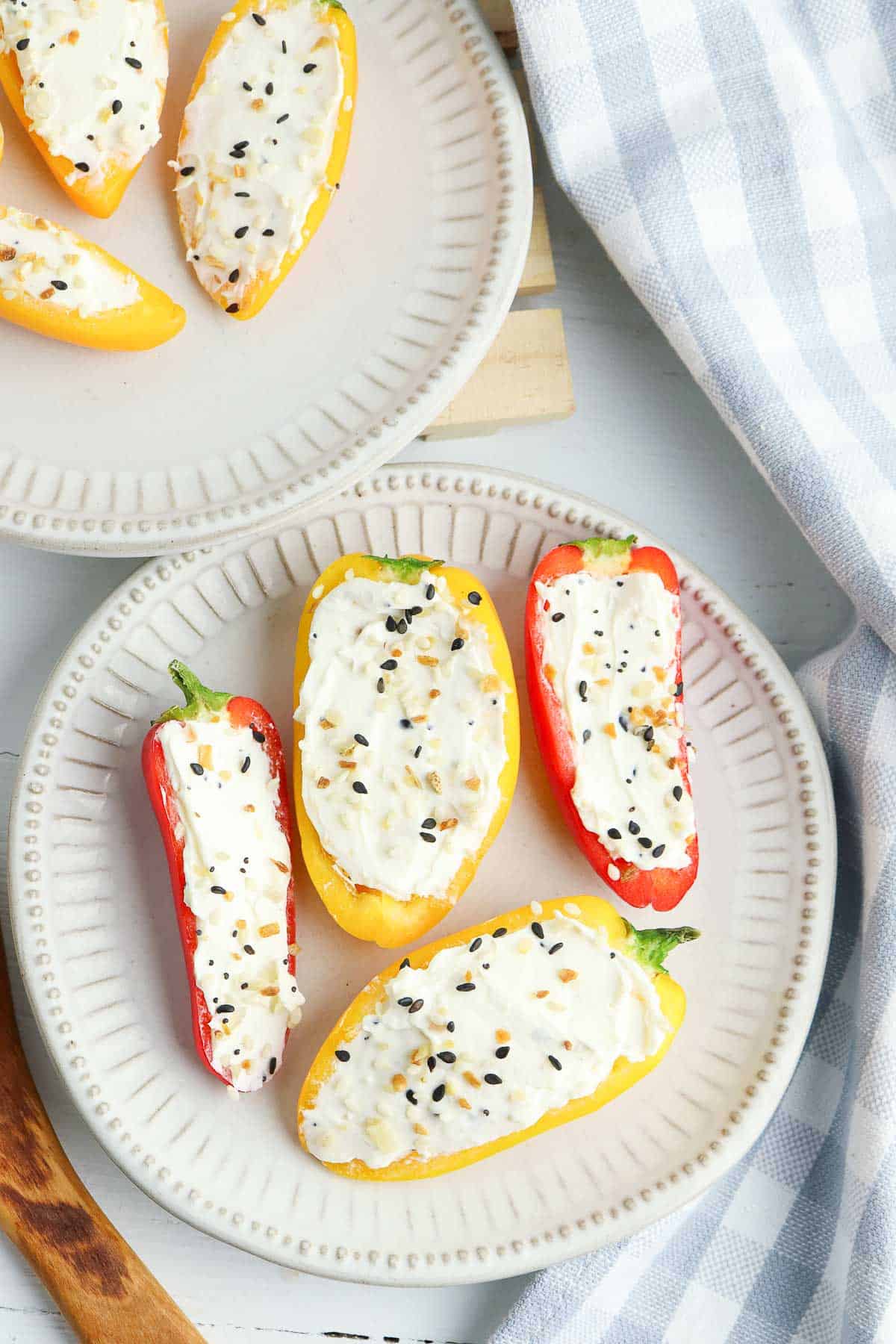 cream cheese stuffed peppers overhead.