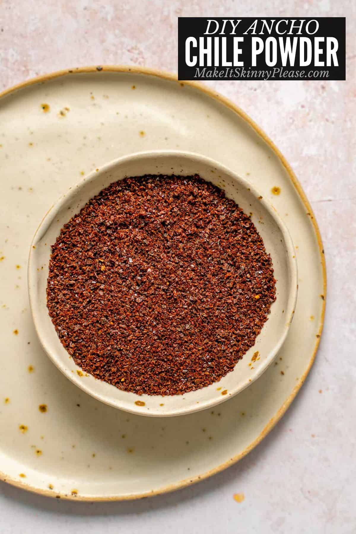 homemade ancho chile powder from overhead.