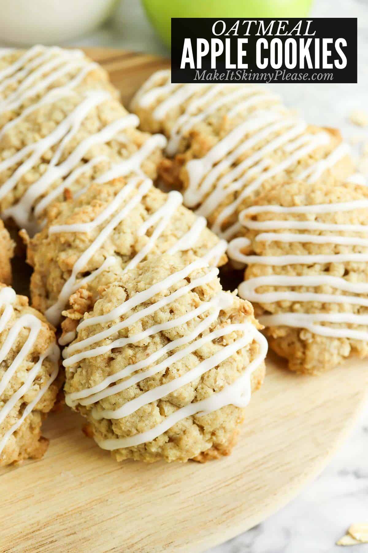 oatmeal apple cookies close up.