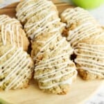 oatmeal apple cookies on cutting board crop