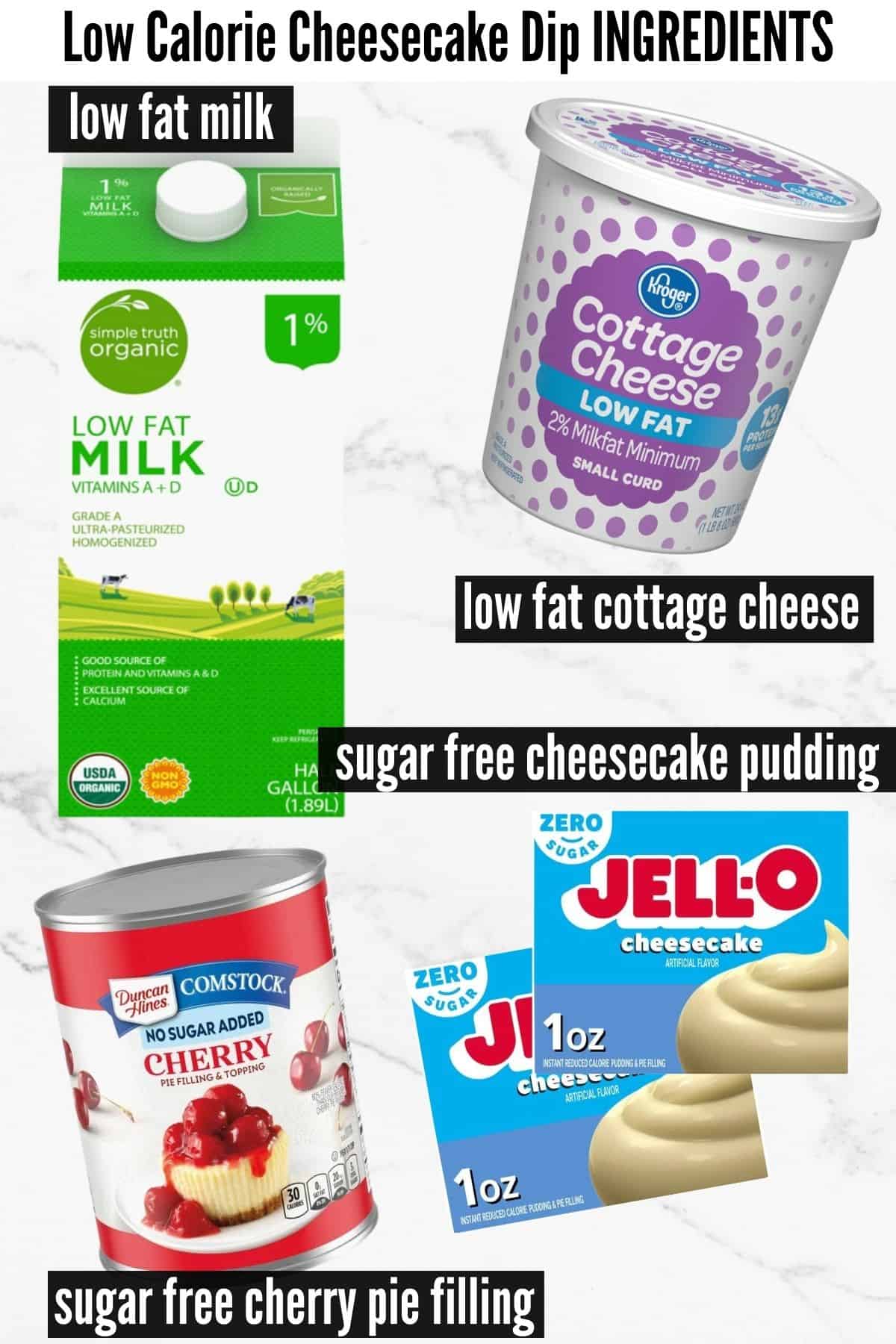 low calorie cheesecake dip labelled ingredients.