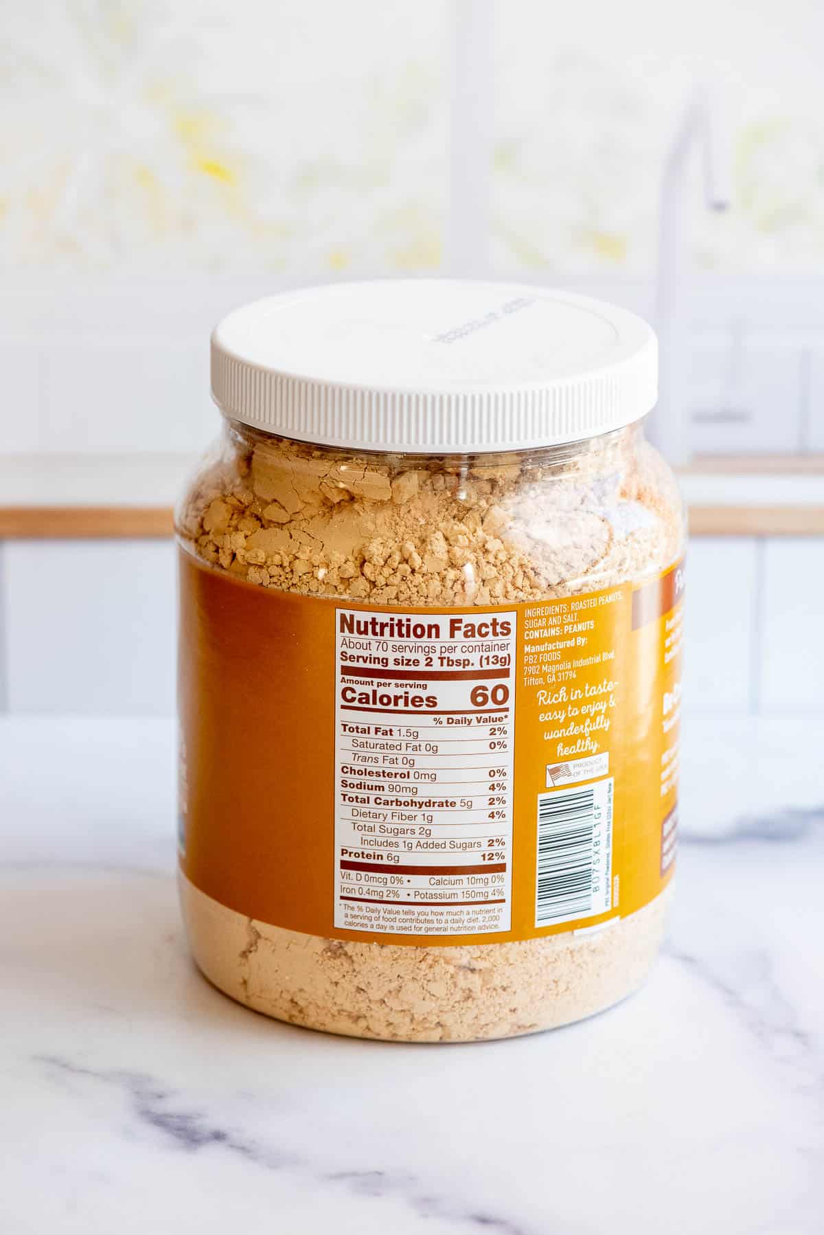 PB2 nutritional label back.